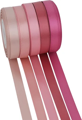MAYREEL - Cinta de oro rosa de 3/8 pulgadas, cinta delgada rosa polvoriento para manualidades del Día de San Valentín, ramo de boda, 6 rollos, 10