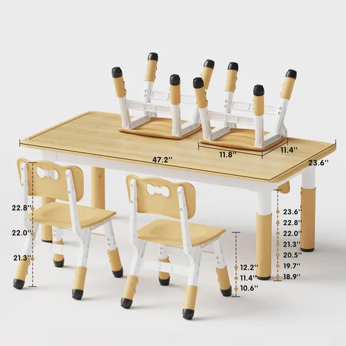 Miniatura 2 de Set de mesa y 4 sillas para niños Brelley, juego de mesa y sillas ajustables en altura para niños pequeños, escritorio con diseño de grafiti, patas