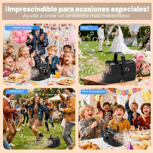 Miniatura 5 de Zerhunt Máquina de burbujas duradera para fiestas: 3 modos de alimentación para diversión sin parar - 18000+ burbujas por minuto de alto rendimiento
