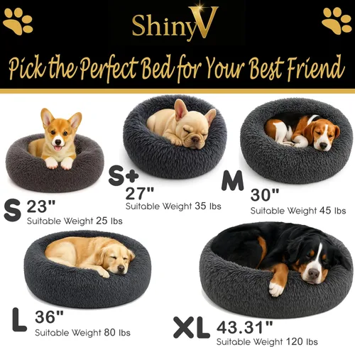 Miniatura 7 de Cama Relajante para Perros - Cama Dona Esponjosa para Alivio de la Ansiedad, Cama Ortopédica para Mascotas con Fondo Antideslizante, Nido Redondo
