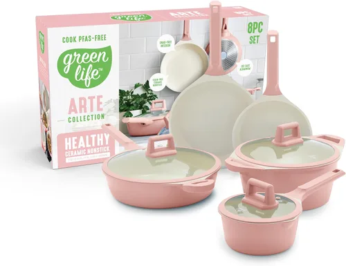 Miniatura 11 de GreenLife Juego de utensilios de cocina antiadherentes de cerámica de 8 piezas, apto para inducción, no tóxico, sin PFAS, apto para lavavajillas