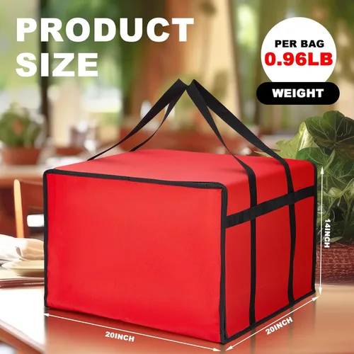 Miniatura 2 de Maxcheck 2 bolsas aisladas de entrega de pizza de 20 x 20 x 14 pulgadas, bolsas calentadoras de pizza reutilizables, aisladas, cajas enfriadoras