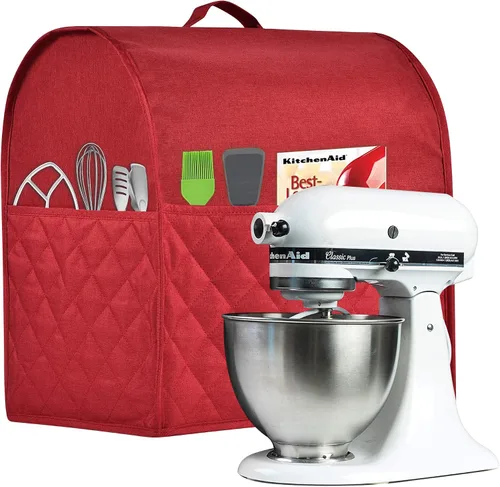 Miniatura 7 de Funda a prueba de polvo para batidora de pie de KitchenAid, con múltiples bolsillos para varios accesorios de electrodomésticos de cocina, Negro