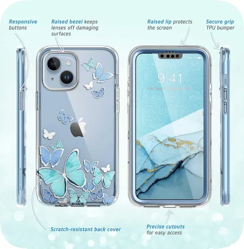 Miniatura 7 de i-Blason Cosmo - Funda para iPhone 14/13 con protector de pantalla integrado, funda protectora delgada de cuerpo completo para iPhone 14/13 de 6.1