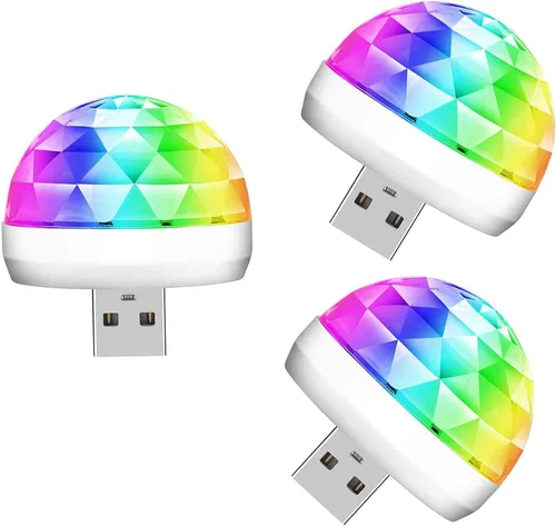 Miniatura 7 de Lmaytech Luces USB para fiesta de mini bola de discoteca, luces estroboscópicas activadas por sonido, luces LED portátiles para el ambiente