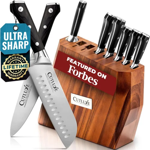 Miniatura 11 de Cutluxe Juego de cuchillos de chef, juego de 3 cuchillos de chef profesionales, acero alemán afilado, espiga completa, asas ergonómicas, serie