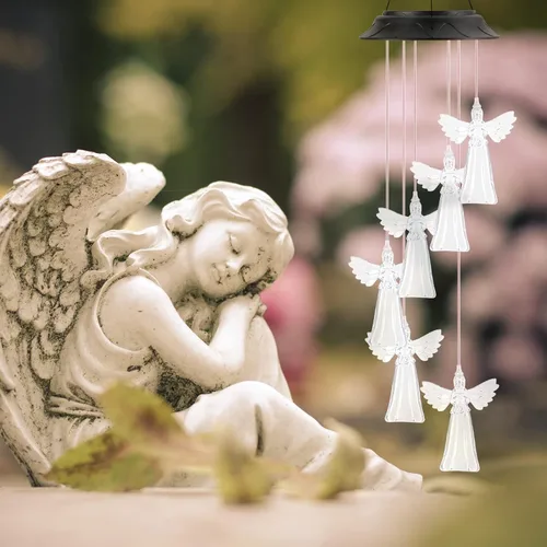 Miniatura 7 de Regalos de cumpleaños para mujeres, mamá, abuela, regalos de jardinería para mujeres, campanillas de viento solares de ángel para exteriores