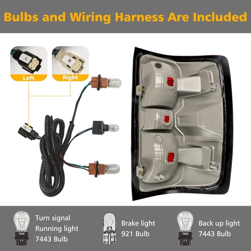 Miniatura 3 de Conjunto de luz trasera compatible con Chevy Silverado 1500 2500HD 3500HD 3500HD 2014-2019 con arnés de cableado, luces traseras de camioneta