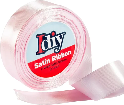 Cinta de satén rosa bebé de 1 pulgada x 25 yardas, cinta de una sola cara sin alambre para decoraciones del día de la madre, guirnalda de primavera,