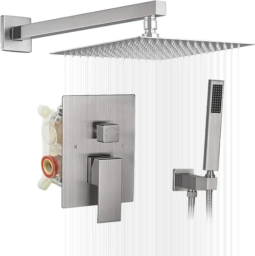 Miniatura 24 de BWE Juego combinado de ducha de mezclador de lluvia de lujo de 12 pulgadas cuadradas para baño, montado en la pared, sistema de cabezal de ducha