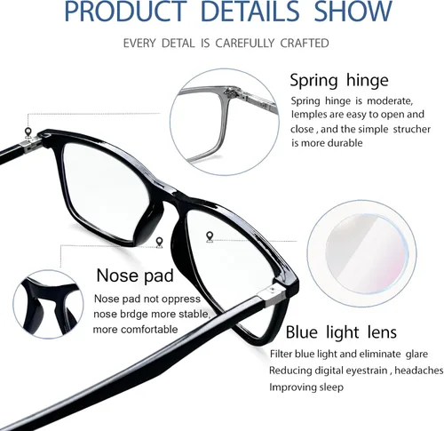 Miniatura 5 de Kerecsen Lentes de bloqueo de luz azul para mujeres y hombres, lentes de computadora antifatiga ocular, protección UV para juegos/lectura