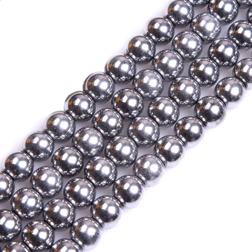 Miniatura 42 de GEM-Inside - Cuentas sueltas de hematita negra natural no magnética de 0.079 pulgadas, cuentas redondas de energía para fabricación de joyas, 15