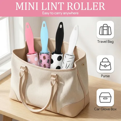 Miniatura 3 de 12 unidades de mini rodillo de pelusa de viaje portátil tamaño de viaje rodillo de pelusa para bolso, pelo de mascotas, ropa de muebles, coche