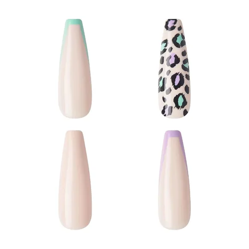 Miniatura 6 de Gold Finger - Kit de uñas postizas de cobertura completa con pegamento, diseño moderno, gel listo para usar, uñas medianas, largas y extralargas