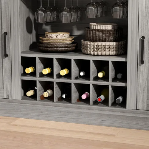 Miniatura 6 de Loomie Armario de mesa de bar con LED y 3 cajones, barra de licor con estantes de almacenamiento ajustables y soportes para copas, mostrador