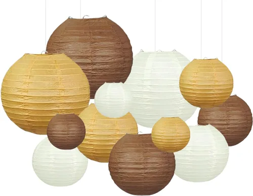 Miniatura 20 de Linternas de papel decorativas verdes y naranjas, 15 piezas, para colgar en fiestas de despedida de soltera, boda, cumpleaños, baby shower