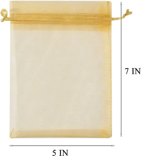 Miniatura 4 de 100 bolsas de organza con cordón de regalo para joyas, galletas, malla de tela transparente de 5 x 7 pulgadas, bolsa reciclable duradera para baby