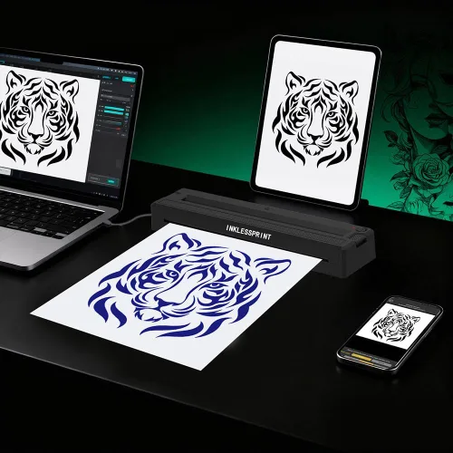 Miniatura 3 de Máquina de impresión de plantillas de tatuajes para tatuajes, impresora térmica portátil Bluetooth de transferencia de tatuajes para artistas