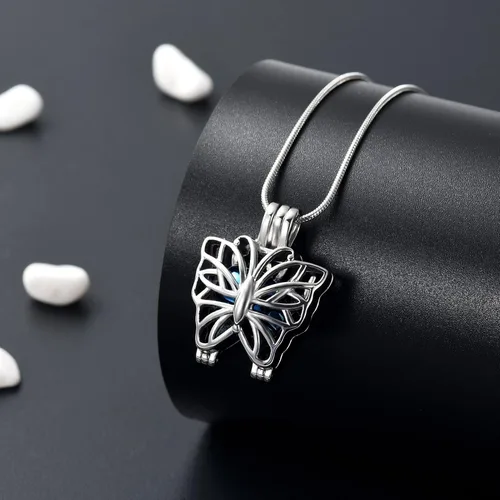 Miniatura 5 de Collar de urna de mariposa para cenizas, colgante de mariposa, collar de recuerdo de cremación para mujer Personalizar