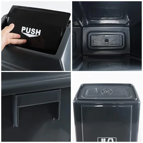 Miniatura 3 de Morcte Paquete de 4 cubos de basura de cocina de 13 galones con tapa giratoria, cubo de basura de plástico para cocina, color gris
