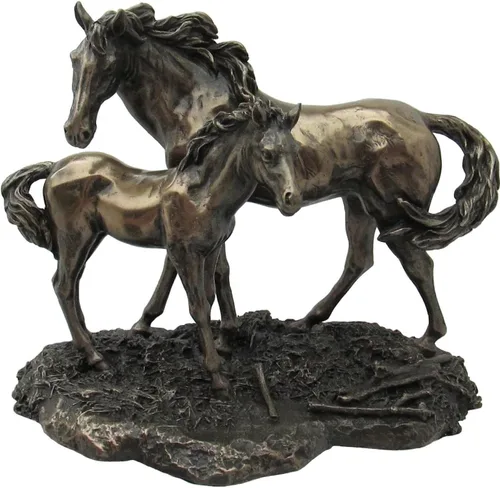 Miniatura 5 de Escultura de bronce, yegua y potro