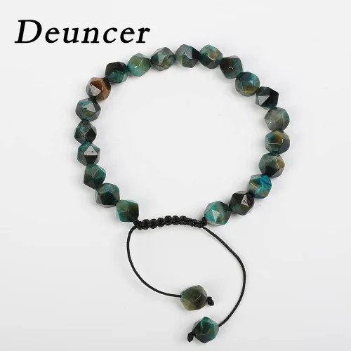 Miniatura 2 de Pulsera ajustable unisex con cuentas de cristal de ágata natural de 0.315in