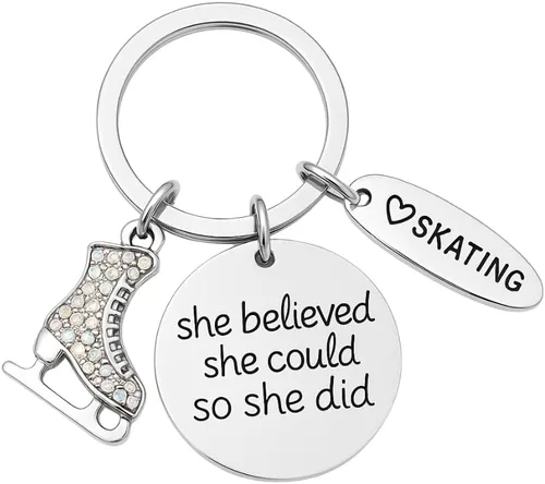 Sportybella - Llavero de entrenador de patinaje artístico, regalos de entrenador de patinaje sobre hielo, para hombres y mujeres Rhinestone