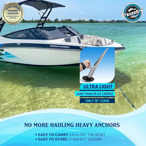 Miniatura 5 de WAVESRX Patented Aluminum Spike Beach Anchor Ultra-Light PWC, Jet Ski & Sand Anchor for Boat, Pontoon & Kayak Secure Anchoring Near Shore Ancla
