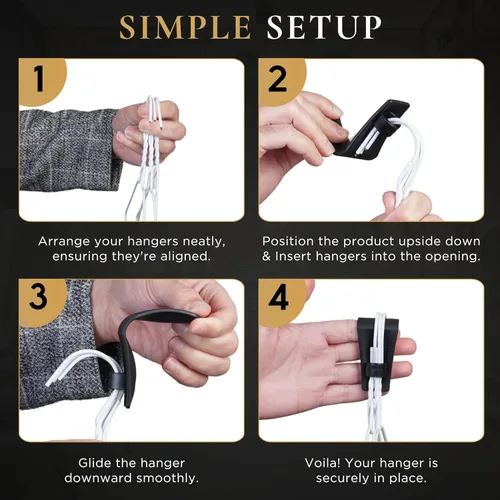 Miniatura 5 de Organizador de perchas y solución de comodidad (paquete de 4) Agarre ergonómico para colgar ropa y compañero de viaje. Acomoda hasta 3-4 perchas