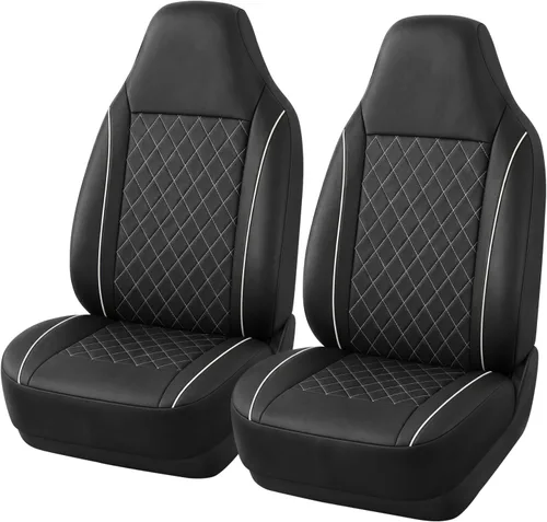 Miniatura 14 de TOYOUN fundas de asiento delantero de cuero sintético universales para automóvil, se adaptan a la mayoría de los autos, camiones, vehículos Negro