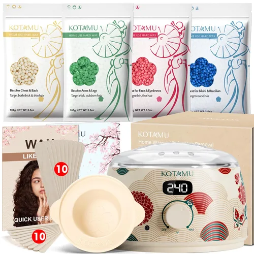 Miniatura 18 de KOTAMU Kit de depilación digital negra para mujeres y hombres, piel sensible, olla de cera dura para cejas, cara, piernas, axilas, depilación suave