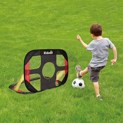 Miniatura 4 de Kidodo Juego de red de portería de fútbol portátil, porterías de fútbol de entrenamiento emergentes para patio trasero, versiones interiores