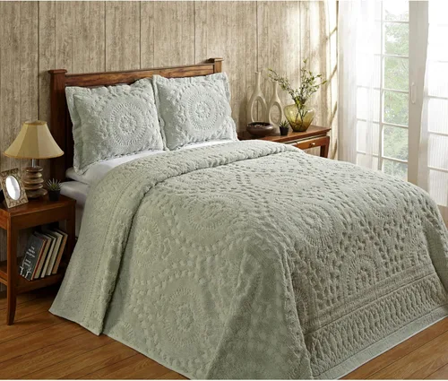 Miniatura 15 de Better Trends 1 colcha de chenilla tamaño matrimonial/doble, ropa de cama de chenilla 100% algodón, patrón de medallón ligero, decoración
