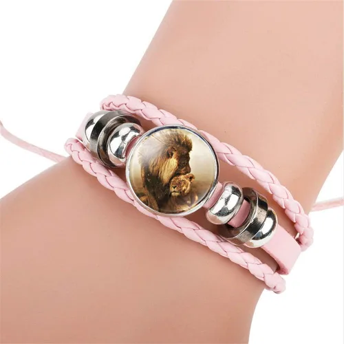 Miniatura 6 de Pulsera ajustable de cuero trenzado de león, pulseras de abalorios, gran regalo para mujer