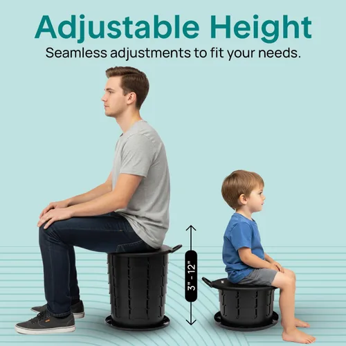 Miniatura 5 de SereneLife Asiento de inodoro plegable para campamento, altura ajustable, portátil, para viaje, con tapa, bolsa de transporte, base antideslizante