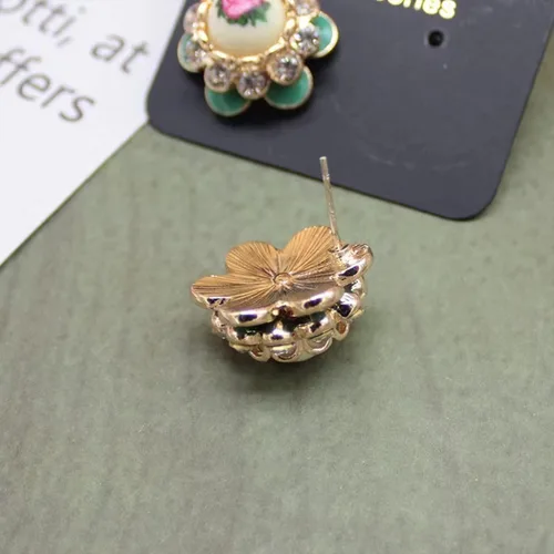 Miniatura 4 de Aretes de tuerca clásicos con diseño de rosa esmaltada, estilo elegante, diseño de rosa 3D, hipoalergénicos, para mujer