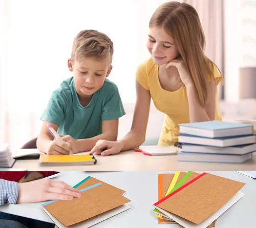 Miniatura 6 de Paquete de 24 cuadernos de papel kraft A5, diarios rayados, diarios de escritura a granel, cuadernos temáticos con papel grueso, 60 páginas, 30