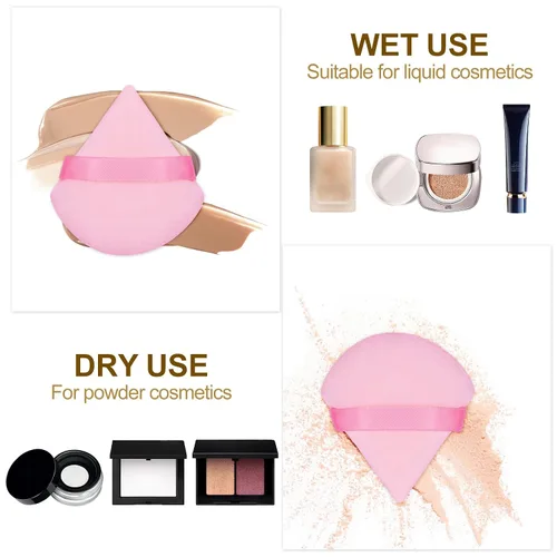 Miniatura 4 de 16 Esponjas de Maquillaje Triangulares, Esponja de Maquillaje Facial para Polvo Suelto Corporal Herramienta de Belleza Rosa