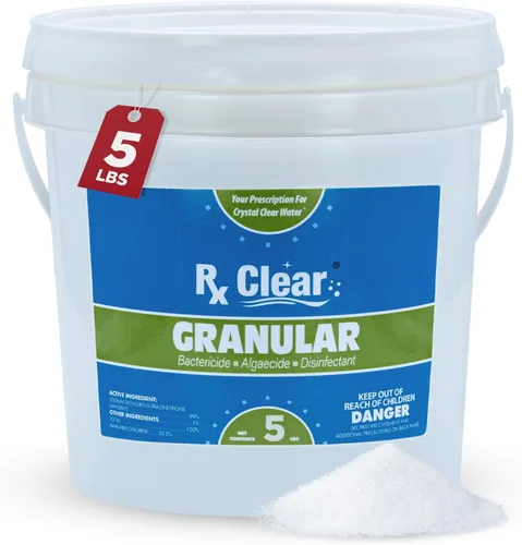 Miniatura 11 de Rx Clear 8 libras de cloro granular para piscina Uso como bactericida, algicida y desinfectante en piscinas, jacuzzis y spas Estabilizado