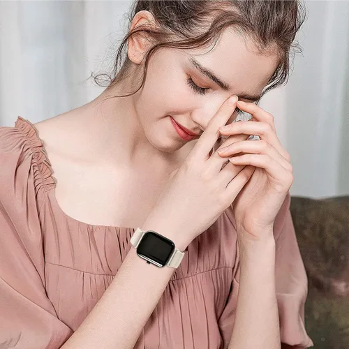 Miniatura 4 de Paquete de 3 correas elásticas de nailon compatibles con SKG Smart Watch para mujeres y hombres, correas elásticas suaves de liberación rápida