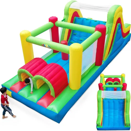 YARD Casa de Rebote para Niños Grandes de 5 a 12 años, 21.3'x9.2'x7.9' Curso de Obstáculos Inflable Castillo Saltarín con Tobogán Grande para Edades