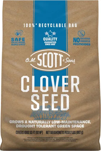 Semillas de trébol O.M. Scott and Sons - Semillas de césped cultivan un césped naturalmente de bajo mantenimiento, tolerante a la sequía, 1,000 pies