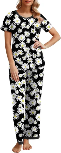 Miniatura 2 de PrinStory Conjunto de pijama de manga corta para mujer, pijama suave con bolsillos 2023