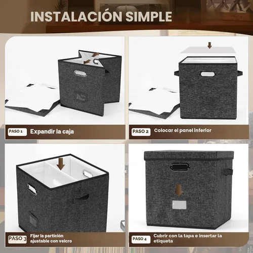 Miniatura 5 de Caja de almacenamiento de discos de vinilo resistente - Organizador de almacenamiento de álbumes con capacidad para más de 50 discos individuales
