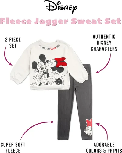 Miniatura 2 de Disney Conjunto de pantalones deportivos de forro polar Minnie Mouse para niña, sudadera y pantalones deportivos de forro polar Minnie Mouse (2T-6X)