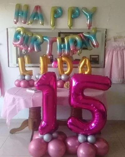 Miniatura 4 de Lovoir Globo rosa intenso de 40 pulgadas con el número 51 de 15 dígitos gigantes de papel de aluminio de Mylar para helio de 15º cumpleaños y 51