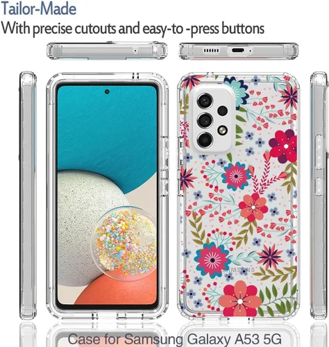 Miniatura 5 de Funda para Galaxy A53 5G/para Samsung A536U con protector de pantalla de vidrio templado, suave 360 cuerpo completo, a prueba de golpes, híbrida