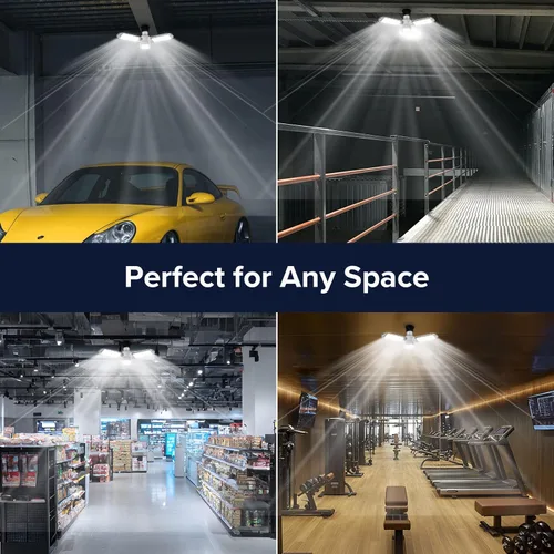 Miniatura 6 de SANSI Luz LED deformable de 3 paneles, 300 W equivalente a 30 W, luces de garaje LED de techo, luz de taller ajustable E26 con luz diurna de 5000 K