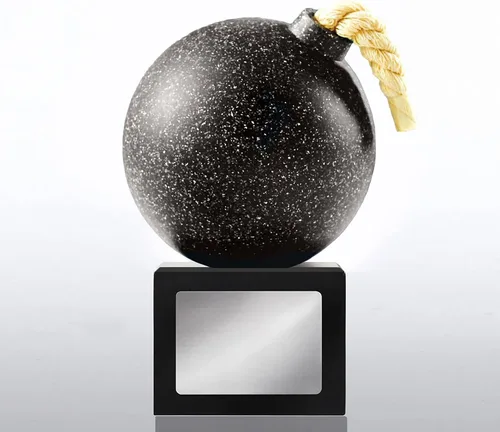 Miniatura 2 de Baudville Custom Engraved The Bomb Trophy Award - Carved Black Stone on Black Resin Base - Comes with Elegant Black Gift Box with nameplate Attached