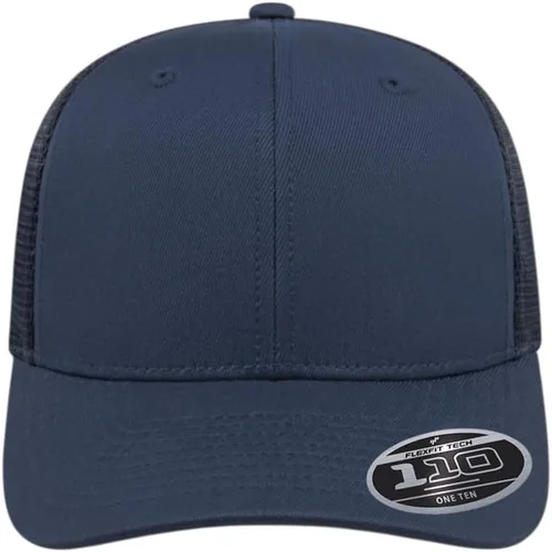 Miniatura 2 de Cap America i8502 Flexfit 110 Premium - Gorra de camionero de perfil medio con 6 paneles de malla trasera con protección UV y cierre ajustable Azul